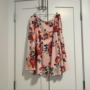 ModCloth Pink Floral MIDI Skirt with Pockets - Size 1X